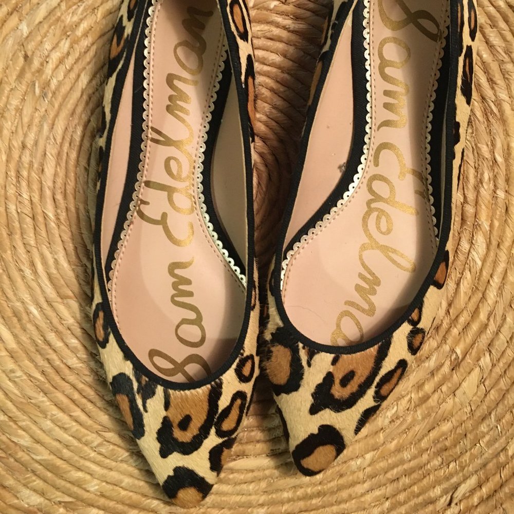 Barely-worn Sam Edelman Calf-hair leopard flats